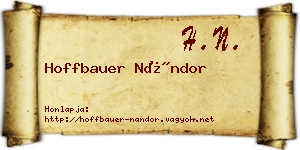 Hoffbauer Nándor névjegykártya